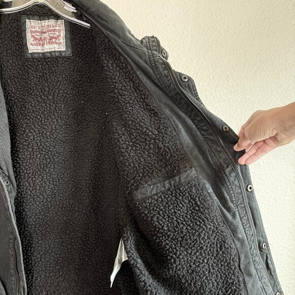Levi's 🤘🏽 Men's Military Utility Jacket \\ Size Large // Black w/ sherpa - Picture 7 of 13
